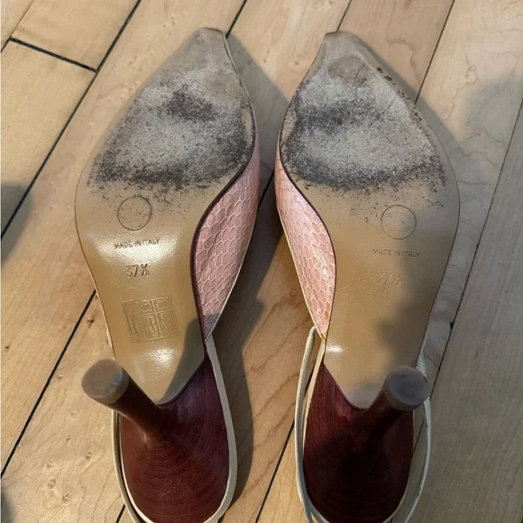 CHANEL Women's Pink and Cream Pointed Heels - Picture 5 of 6